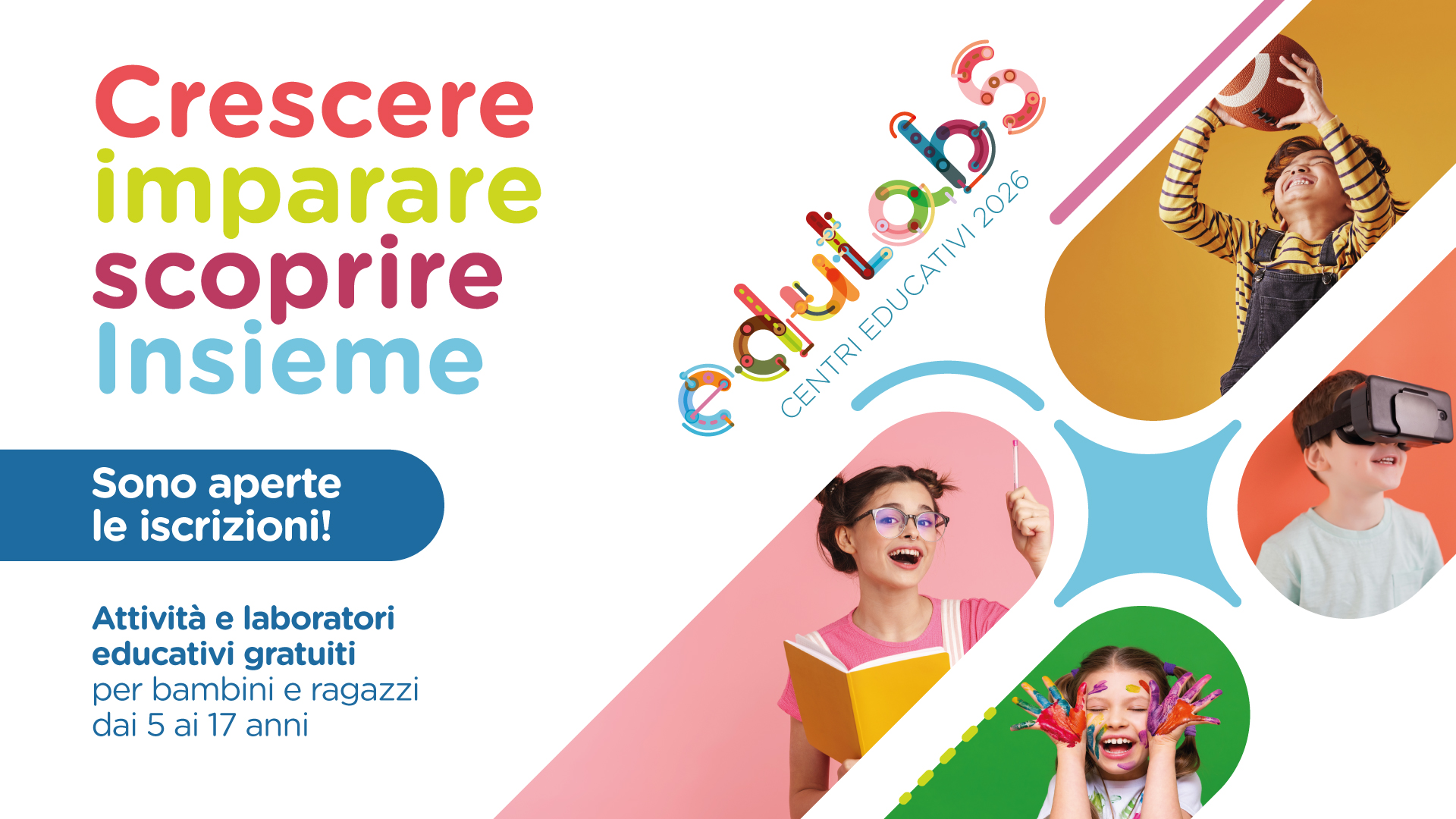 Illustrazione di bambini e ragazzi impegnati nelle attività di EduLabs 2026